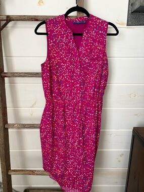 Apt. 9 Sleeveless Bright Pink Confetti Print Drawstring Dress
